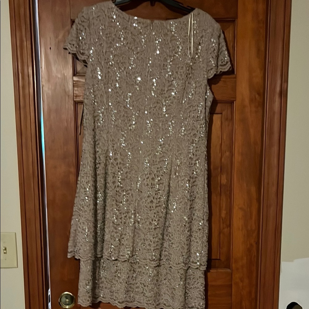 Alex Evenings Taupe Sheath Mini Dress for Cocktail Parties - Picture 4 of 5